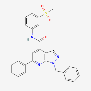 molecular formula C27H22N4O3S B7680701 1-benzyl-N-(3-methylsulfonylphenyl)-6-phenylpyrazolo[3,4-b]pyridine-4-carboxamide 