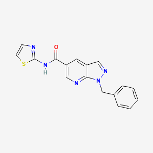 molecular formula C17H13N5OS B7680793 1-benzyl-N-(1,3-thiazol-2-yl)pyrazolo[3,4-b]pyridine-5-carboxamide 