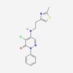 molecular formula C16H15ClN4OS B7680801 4-Chloro-5-[2-(2-methyl-1,3-thiazol-4-yl)ethylamino]-2-phenylpyridazin-3-one 