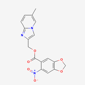 molecular formula C17H13N3O6 B7680803 (6-Methylimidazo[1,2-a]pyridin-2-yl)methyl 6-nitro-1,3-benzodioxole-5-carboxylate 