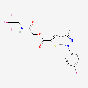 molecular formula C17H13F4N3O3S B7680853 [2-Oxo-2-(2,2,2-trifluoroethylamino)ethyl] 1-(4-fluorophenyl)-3-methylthieno[2,3-c]pyrazole-5-carboxylate 