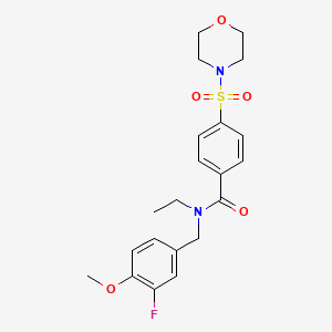 molecular formula C21H25FN2O5S B7680860 N-ethyl-N-[(3-fluoro-4-methoxyphenyl)methyl]-4-morpholin-4-ylsulfonylbenzamide 