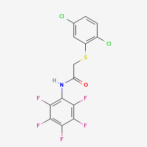molecular formula C14H6Cl2F5NOS B7680864 2-(2,5-dichlorophenyl)sulfanyl-N-(2,3,4,5,6-pentafluorophenyl)acetamide 