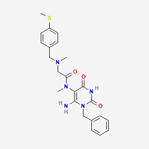 molecular formula C23H27N5O3S B7680875 N-(6-amino-1-benzyl-2,4-dioxopyrimidin-5-yl)-N-methyl-2-[methyl-[(4-methylsulfanylphenyl)methyl]amino]acetamide 