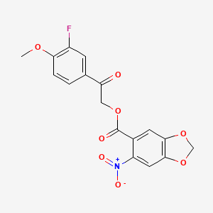 molecular formula C17H12FNO8 B7680878 [2-(3-Fluoro-4-methoxyphenyl)-2-oxoethyl] 6-nitro-1,3-benzodioxole-5-carboxylate 