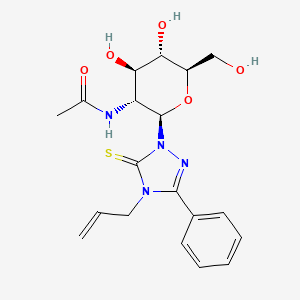 N-[(2R,3R,4R,5S,6R)-4,5-dihydroxy-6-(hydroxymethyl)-2-(3-phenyl-4-prop-2-enyl-5-sulfanylidene-1,2,4-triazol-1-yl)oxan-3-yl]acetamide