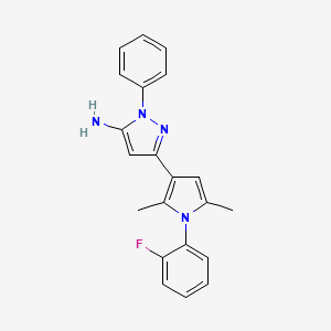 molecular formula C21H19FN4 B7680919 5-[1-(2-Fluorophenyl)-2,5-dimethylpyrrol-3-yl]-2-phenylpyrazol-3-amine 