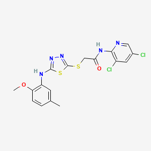 molecular formula C17H15Cl2N5O2S2 B7680931 N-(3,5-dichloropyridin-2-yl)-2-[[5-(2-methoxy-5-methylanilino)-1,3,4-thiadiazol-2-yl]sulfanyl]acetamide 