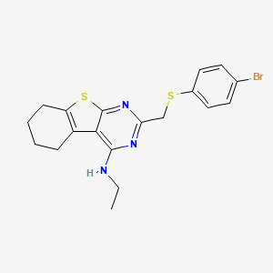molecular formula C19H20BrN3S2 B7680960 2-[(4-bromophenyl)sulfanylmethyl]-N-ethyl-5,6,7,8-tetrahydro-[1]benzothiolo[2,3-d]pyrimidin-4-amine 