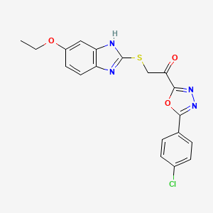 molecular formula C19H15ClN4O3S B7680984 1-[5-(4-chlorophenyl)-1,3,4-oxadiazol-2-yl]-2-[(6-ethoxy-1H-benzimidazol-2-yl)sulfanyl]ethanone 