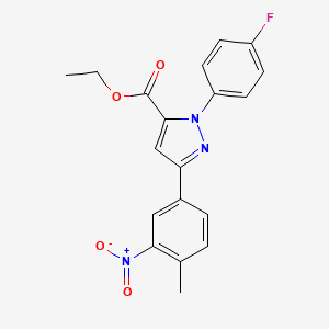 molecular formula C19H16FN3O4 B7680988 Ethyl 2-(4-fluorophenyl)-5-(4-methyl-3-nitrophenyl)pyrazole-3-carboxylate 