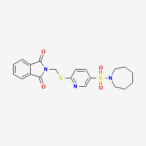 molecular formula C20H21N3O4S2 B7681005 2-[[5-(Azepan-1-ylsulfonyl)pyridin-2-yl]sulfanylmethyl]isoindole-1,3-dione 