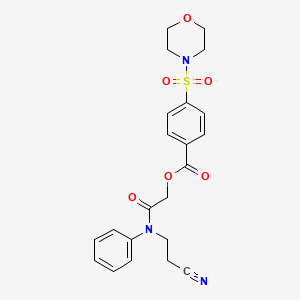 molecular formula C22H23N3O6S B7681007 [2-[N-(2-cyanoethyl)anilino]-2-oxoethyl] 4-morpholin-4-ylsulfonylbenzoate 
