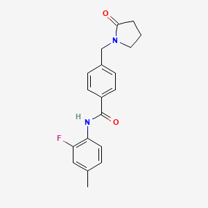 molecular formula C19H19FN2O2 B7681025 N-(2-fluoro-4-methylphenyl)-4-[(2-oxopyrrolidin-1-yl)methyl]benzamide 