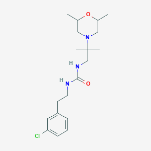 molecular formula C19H30ClN3O2 B7681047 1-[2-(3-Chlorophenyl)ethyl]-3-[2-(2,6-dimethylmorpholin-4-yl)-2-methylpropyl]urea 