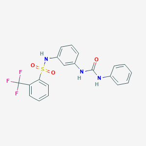 molecular formula C20H16F3N3O3S B7681048 1-Phenyl-3-[3-[[2-(trifluoromethyl)phenyl]sulfonylamino]phenyl]urea 