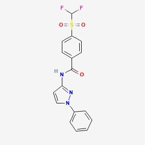 molecular formula C17H13F2N3O3S B7681075 4-(difluoromethylsulfonyl)-N-(1-phenylpyrazol-3-yl)benzamide 