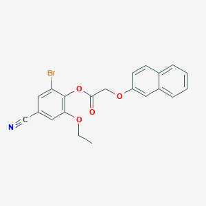 molecular formula C21H16BrNO4 B7681094 (2-Bromo-4-cyano-6-ethoxyphenyl) 2-naphthalen-2-yloxyacetate 