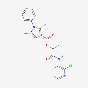molecular formula C21H20ClN3O3 B7681114 [1-[(2-Chloropyridin-3-yl)amino]-1-oxopropan-2-yl] 2,5-dimethyl-1-phenylpyrrole-3-carboxylate 