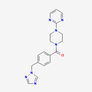 molecular formula C18H19N7O B7681127 (4-Pyrimidin-2-ylpiperazin-1-yl)-[4-(1,2,4-triazol-1-ylmethyl)phenyl]methanone 