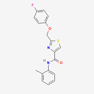 molecular formula C18H15FN2O2S B7681158 2-[(4-fluorophenoxy)methyl]-N-(2-methylphenyl)-1,3-thiazole-4-carboxamide 