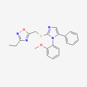 molecular formula C21H20N4O2S B7681159 3-Ethyl-5-[[1-(2-methoxyphenyl)-5-phenylimidazol-2-yl]sulfanylmethyl]-1,2,4-oxadiazole 