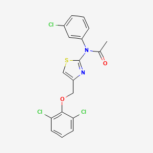 molecular formula C18H13Cl3N2O2S B7681162 N-(3-chlorophenyl)-N-[4-[(2,6-dichlorophenoxy)methyl]-1,3-thiazol-2-yl]acetamide 