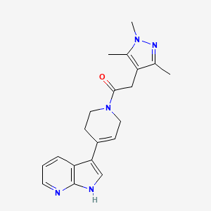 molecular formula C20H23N5O B7681178 1-[4-(1H-pyrrolo[2,3-b]pyridin-3-yl)-3,6-dihydro-2H-pyridin-1-yl]-2-(1,3,5-trimethylpyrazol-4-yl)ethanone 