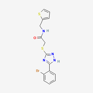 2-[[5-(2-bromophenyl)-1H-1,2,4-triazol-3-yl]sulfanyl]-N-(thiophen-2-ylmethyl)acetamide