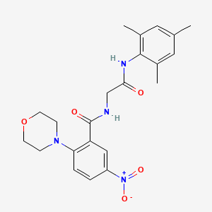 molecular formula C22H26N4O5 B7681197 2-morpholin-4-yl-5-nitro-N-[2-oxo-2-(2,4,6-trimethylanilino)ethyl]benzamide 