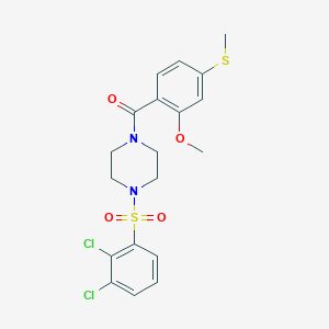 molecular formula C19H20Cl2N2O4S2 B7681204 [4-(2,3-Dichlorophenyl)sulfonylpiperazin-1-yl]-(2-methoxy-4-methylsulfanylphenyl)methanone 