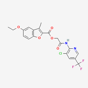 molecular formula C20H16ClF3N2O5 B7681213 [2-[[3-Chloro-5-(trifluoromethyl)pyridin-2-yl]amino]-2-oxoethyl] 5-ethoxy-3-methyl-1-benzofuran-2-carboxylate 
