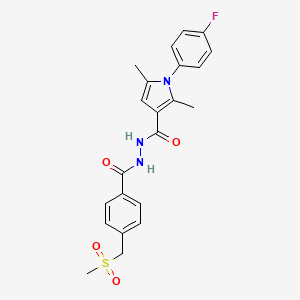 molecular formula C22H22FN3O4S B7681214 1-(4-fluorophenyl)-2,5-dimethyl-N'-[4-(methylsulfonylmethyl)benzoyl]pyrrole-3-carbohydrazide 