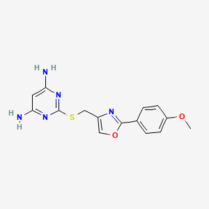 molecular formula C15H15N5O2S B7681231 2-[[2-(4-Methoxyphenyl)-1,3-oxazol-4-yl]methylsulfanyl]pyrimidine-4,6-diamine 