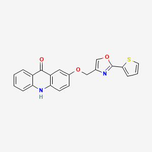 molecular formula C21H14N2O3S B7681235 2-[(2-thiophen-2-yl-1,3-oxazol-4-yl)methoxy]-10H-acridin-9-one 