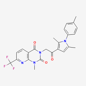 molecular formula C24H21F3N4O3 B7681243 3-[2-[2,5-Dimethyl-1-(4-methylphenyl)pyrrol-3-yl]-2-oxoethyl]-1-methyl-7-(trifluoromethyl)pyrido[2,3-d]pyrimidine-2,4-dione 