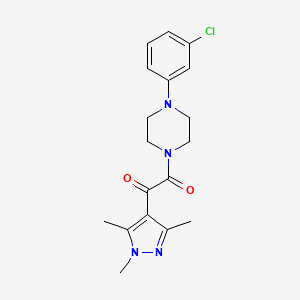 molecular formula C18H21ClN4O2 B7681251 1-[4-(3-Chlorophenyl)piperazin-1-yl]-2-(1,3,5-trimethylpyrazol-4-yl)ethane-1,2-dione 