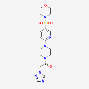 molecular formula C17H23N7O4S B7681264 1-[4-(5-Morpholin-4-ylsulfonylpyridin-2-yl)piperazin-1-yl]-2-(1,2,4-triazol-1-yl)ethanone 