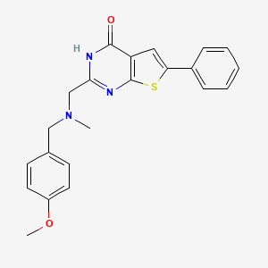 molecular formula C22H21N3O2S B7681265 2-[[(4-methoxyphenyl)methyl-methylamino]methyl]-6-phenyl-3H-thieno[2,3-d]pyrimidin-4-one 