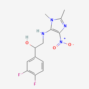 molecular formula C13H14F2N4O3 B7681298 1-(3,4-Difluorophenyl)-2-[(2,3-dimethyl-5-nitroimidazol-4-yl)amino]ethanol 