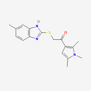 molecular formula C17H19N3OS B7681329 2-[(6-methyl-1H-benzimidazol-2-yl)sulfanyl]-1-(1,2,5-trimethylpyrrol-3-yl)ethanone 
