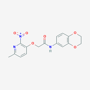 molecular formula C16H15N3O6 B7681345 N-(2,3-dihydro-1,4-benzodioxin-6-yl)-2-(6-methyl-2-nitropyridin-3-yl)oxyacetamide 
