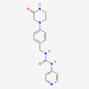 molecular formula C17H19N5O2 B7681369 1-[[4-(3-Oxopiperazin-1-yl)phenyl]methyl]-3-pyridin-4-ylurea 