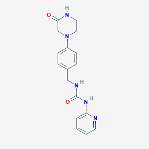 molecular formula C17H19N5O2 B7681373 1-[[4-(3-Oxopiperazin-1-yl)phenyl]methyl]-3-pyridin-2-ylurea 