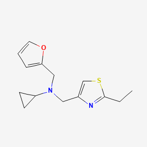 molecular formula C14H18N2OS B7681381 N-[(2-ethyl-1,3-thiazol-4-yl)methyl]-N-(furan-2-ylmethyl)cyclopropanamine 