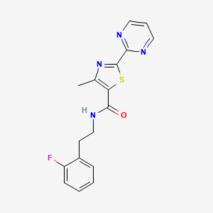 molecular formula C17H15FN4OS B7681382 N-[2-(2-fluorophenyl)ethyl]-4-methyl-2-pyrimidin-2-yl-1,3-thiazole-5-carboxamide 