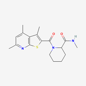 molecular formula C18H23N3O2S B7681392 N-methyl-1-(3,4,6-trimethylthieno[2,3-b]pyridine-2-carbonyl)piperidine-2-carboxamide 