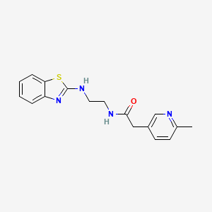 molecular formula C17H18N4OS B7681413 N-[2-(1,3-benzothiazol-2-ylamino)ethyl]-2-(6-methylpyridin-3-yl)acetamide 