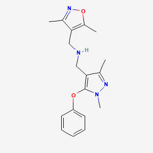 molecular formula C18H22N4O2 B7681459 1-(3,5-dimethyl-1,2-oxazol-4-yl)-N-[(1,3-dimethyl-5-phenoxypyrazol-4-yl)methyl]methanamine 