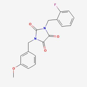 molecular formula C18H15FN2O4 B7681465 1-[(2-Fluorophenyl)methyl]-3-[(3-methoxyphenyl)methyl]imidazolidine-2,4,5-trione 